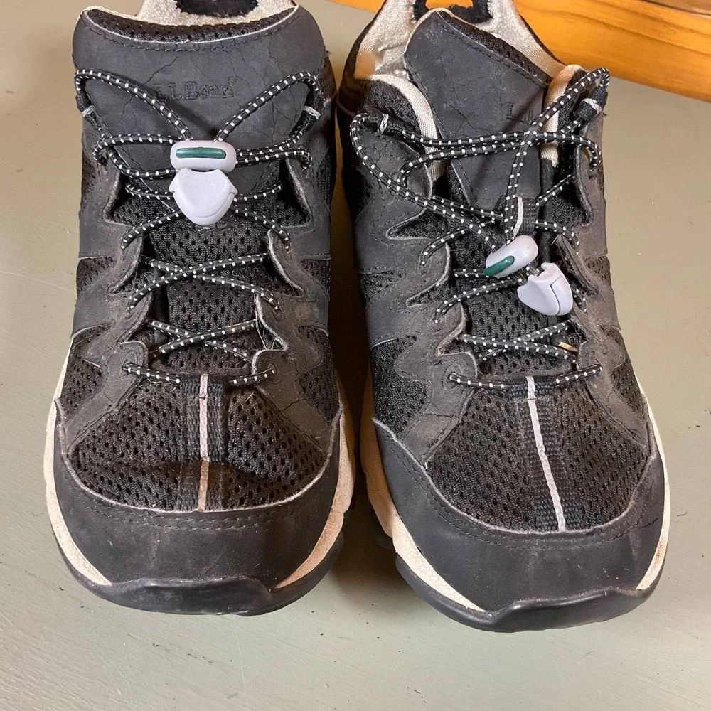 LL Bean Athletic Shoes Womens Size 8M Black Hiking Walking Bungee Workwear‎